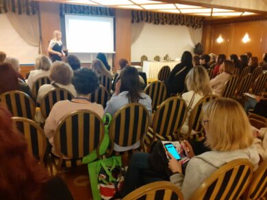 attendees at language teaching conference in Athens following presentation